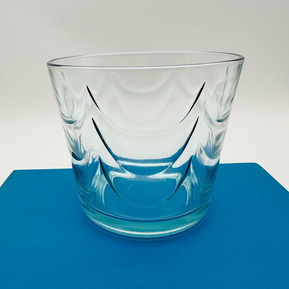Vintage Jeanette Blue Glass Scalloped Draped Glass Ice Bucket Barware